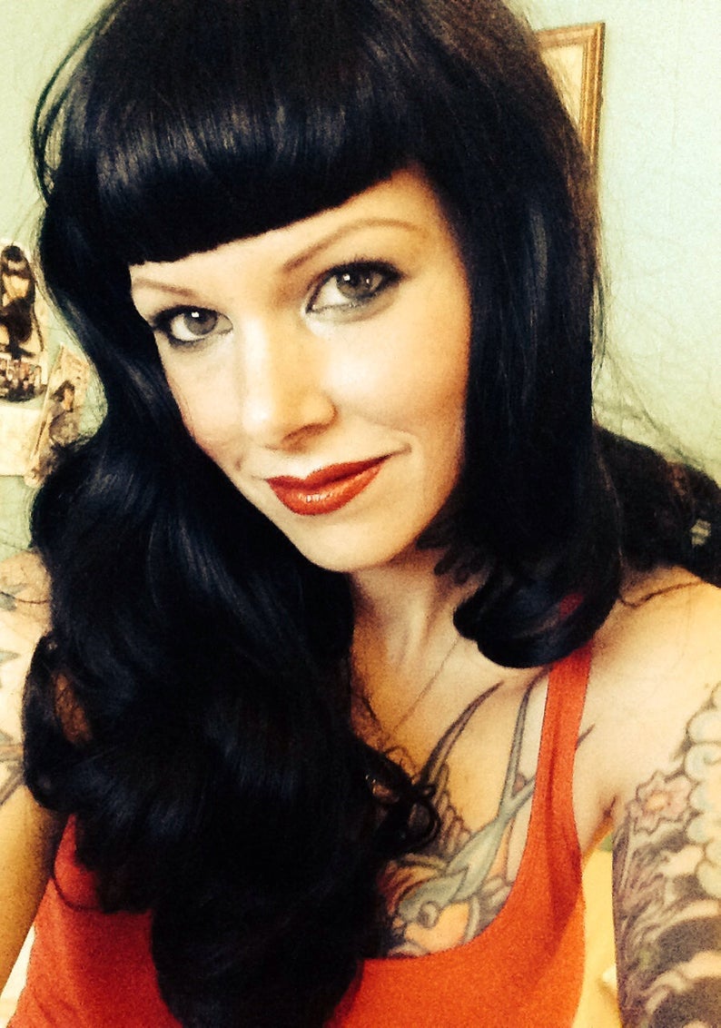 Black Pin-up Custom Wig. U Shape Bangs Wig.