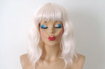 Load image into Gallery viewer, 16&quot; White Blonde Short Wavy Hair with Bangs Wig
