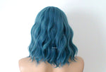 Load image into Gallery viewer, 16&quot; Pastel Dark Teal Blue Short Wavy Hairstyle with Bangs Wig
