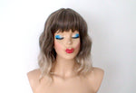 Load image into Gallery viewer, 16&quot; Brown Ash Blonde Ombre Short Wavy Hair with Bangs Wig
