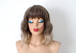 Load image into Gallery viewer, 16&quot; Brown Ash Blonde Ombre Short Wavy Hair with Bangs Wig
