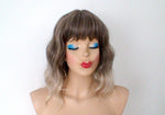 Load image into Gallery viewer, 16&quot; Brown Ash Blonde Ombre Short Wavy Hair with Bangs Wig
