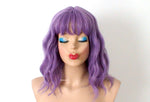 Load image into Gallery viewer, 16&quot; Lavender Short Wavy Hair with Bangs Wig
