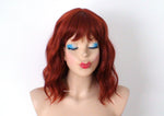 Load image into Gallery viewer, 16&quot; Copper Red Short Wavy Hair with Bangs Wig
