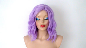 16" Pastel Lavender Short Wavy Hairstyle Wig