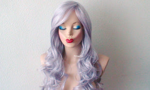 26" Pastel Gray Long Curly Hair Long Side Bangs Wig