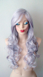 Load image into Gallery viewer, 26&quot; Pastel Gray Long Curly Hair Long Side Bangs Wig
