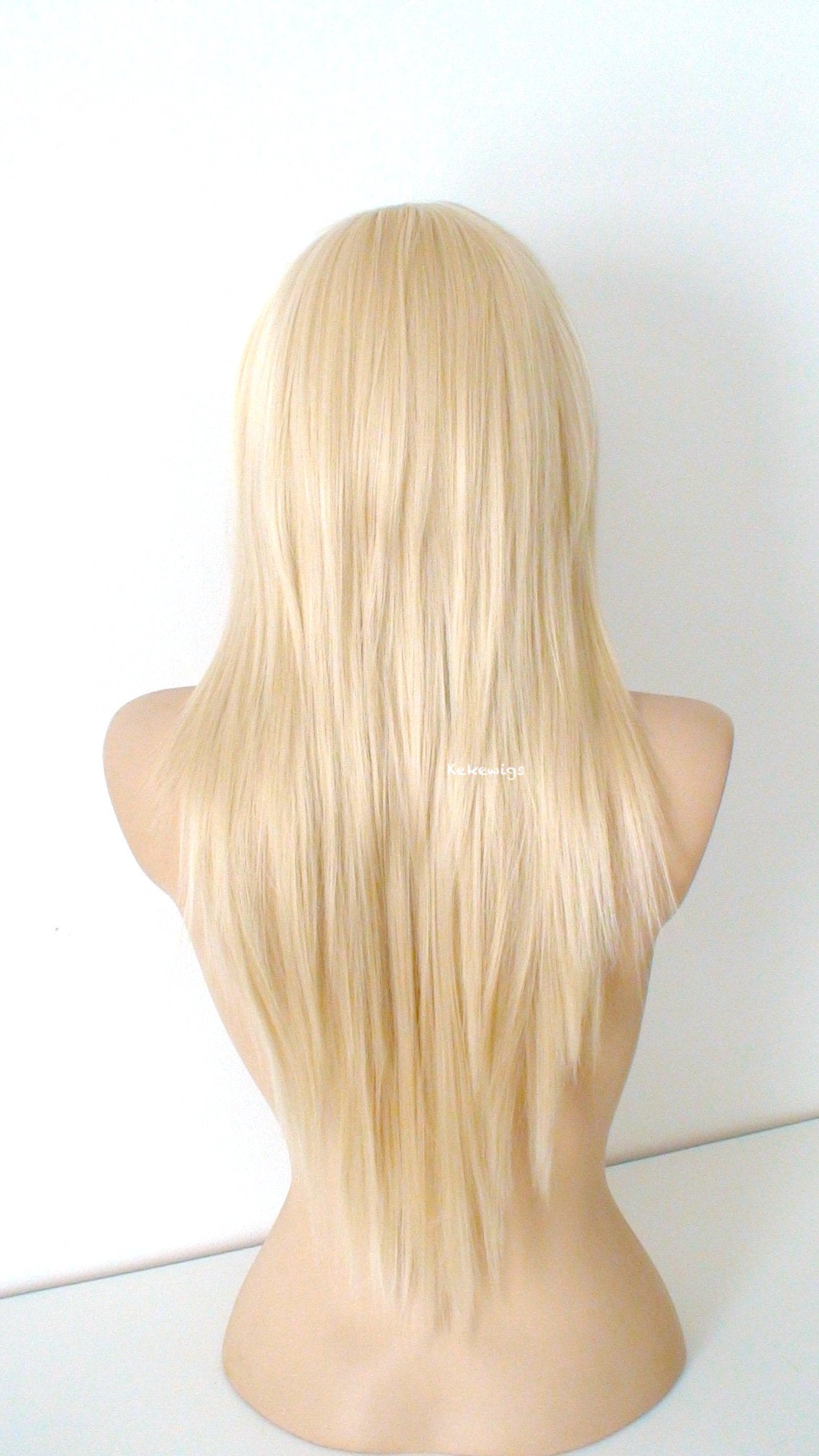 26” Blonde Long Straight Layered Hair with bangs Wig