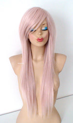 Load image into Gallery viewer, 28&quot; Antique Pink Long Straight Hair Long Side Bangs Wig. Scene Wig. Emo Wig.
