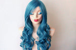 Load image into Gallery viewer, 26&quot; Teal Blue Long Curly Hair Long Side Bangs Wig
