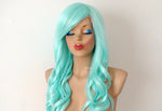 Load image into Gallery viewer, 26&quot; Pastel Mint Long Curly Hair Long Side Bangs Wig
