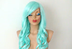 Load image into Gallery viewer, 26&quot; Pastel Mint Long Curly Hair Long Side Bangs Wig
