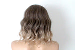 Load image into Gallery viewer, 16&quot; Brown Ash Blonde Ombre Short Wavy Hair with Bangs Wig
