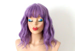 Load image into Gallery viewer, 16&quot; Lavender Short Wavy Hair with Bangs Wig
