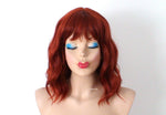 Load image into Gallery viewer, 16&quot; Copper Red Short Wavy Hair with Bangs Wig
