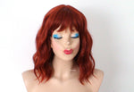 Load image into Gallery viewer, 16&quot; Copper Red Short Wavy Hair with Bangs Wig
