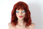 Load image into Gallery viewer, 16&quot; Copper Red Short Wavy Hair with Bangs Wig
