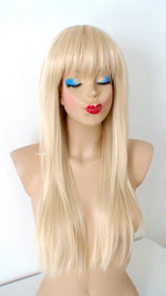 Load image into Gallery viewer, 26” Blonde Long Straight Layered Hair with bangs Wig
