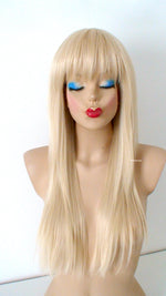 Load image into Gallery viewer, 26” Blonde Long Straight Layered Hair with bangs Wig
