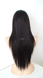 Load image into Gallery viewer, 28&quot; Chocolate Brown Long Straight Layered Hair Long Side Bangs Wig
