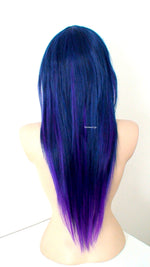 Load image into Gallery viewer, 28&quot; Navy Blue/ Deep Purple Ombre Long Straight Hair Wig. Emo Wig. Scene Wig
