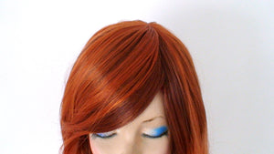 26" Copper Red Auburn Ombre Long Curly Hairstyle Side Bangs Wig