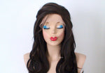 Load image into Gallery viewer, 26” Lace Front Dark Brunette Curly Hair Side Bangs Braids Wig with braided Wig.
