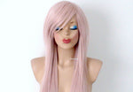 Load image into Gallery viewer, 28&quot; Antique Pink Long Straight Hair Long Side Bangs Wig. Scene Wig. Emo Wig.
