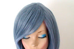 Load image into Gallery viewer, 16&quot; Pastel Blue Ombre Short Straight Hair with Side Bangs Wig
