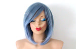 Load image into Gallery viewer, 16&quot; Pastel Blue Ombre Short Straight Hair with Side Bangs Wig
