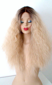 26" Lace Font Blonde Rooted Wavy Hairstyle Wig