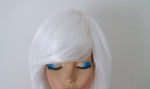 Load image into Gallery viewer, 28&quot; White Long Straight Layered Hair Long Side Bangs Wig. Scene Wig. Emo Wig.
