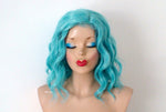 Load image into Gallery viewer, 16&quot; Pastel Turquoise Short Wavy Hair Wig
