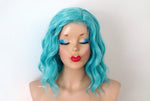 Load image into Gallery viewer, 16&quot; Pastel Turquoise Short Wavy Hair Wig
