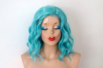 Load image into Gallery viewer, 16&quot; Pastel Turquoise Short Wavy Hair Wig
