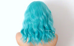 Load image into Gallery viewer, 16&quot; Lace Front Lace Part Pastel Turquoise Short Wavy Hairstyle Wig
