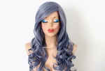 Load image into Gallery viewer, 26&quot; Blue Gray Long Curly Hair Long Side Bangs Wig.
