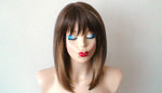 Load image into Gallery viewer, 16&quot; Brown Ombre Short Straight Hair with Bangs Wig
