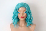 Load image into Gallery viewer, 16&quot; Pastel Turquoise Short Wavy Hair Wig
