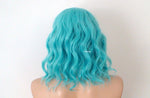 Load image into Gallery viewer, 16&quot; Lace Front Lace Part Pastel Turquoise Short Wavy Hairstyle Wig
