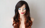 Load image into Gallery viewer, 26&quot; Chocolate Brown Auburn Ombre Long Curly Hair Long Side Bangs Wig
