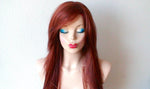 Load image into Gallery viewer, 26&quot; Bright Auburn Long straight Layered Hair long Side Bangs Wig
