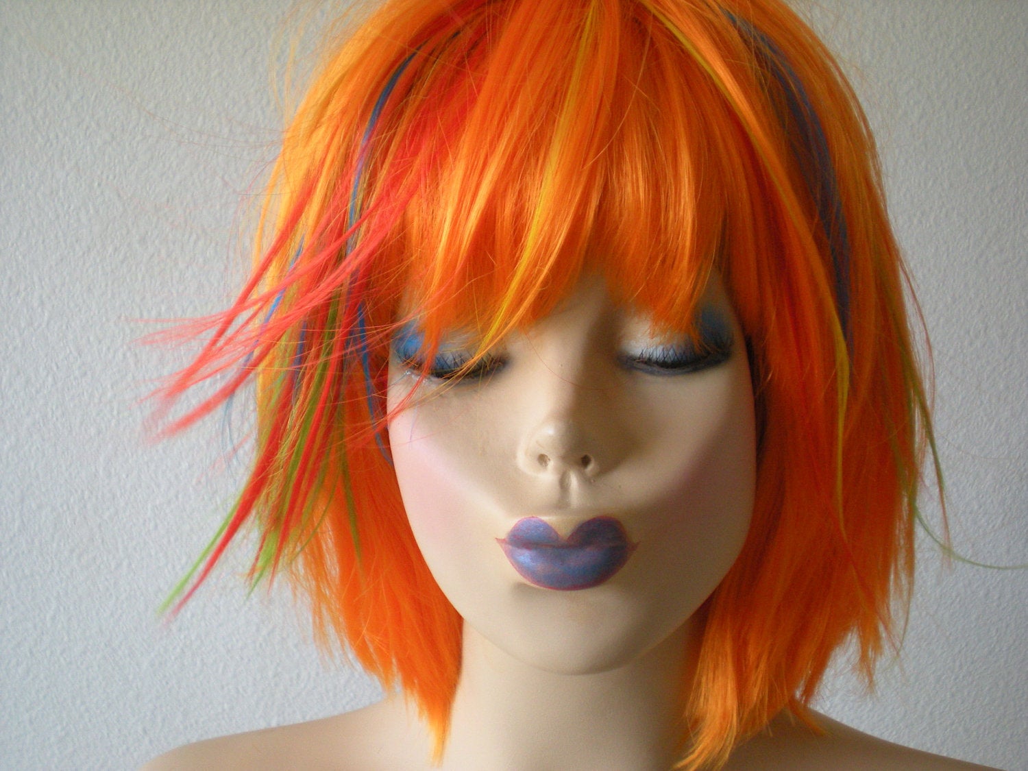 14" Orange Rainbow Straight Short Hair Wig