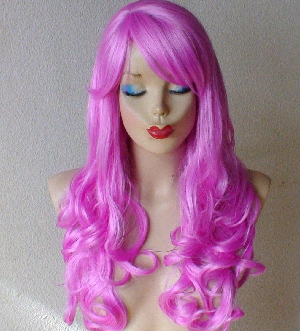 24" Lilac Long Curly  Hair Wig.