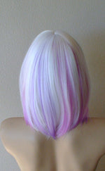 Load image into Gallery viewer, 16&quot; Straight Snow White Lavender Purple Ombré Wig
