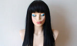 Load image into Gallery viewer, 28” Black Long Straight Hair with Bangs Wig
