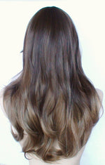 Load image into Gallery viewer, 24&quot; Brown Dirty Blonde Ombre Long Curly Side Bangs Wig
