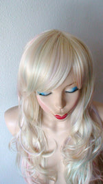 Load image into Gallery viewer, 24&quot; Hand-Dyed Pastel Rainbow colored Long Curly Hair with Bangs Wig
