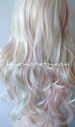 Load image into Gallery viewer, 24&quot; Hand-Dyed Pastel Rainbow colored Long Curly Hair with Bangs Wig
