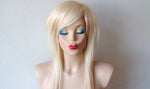 Load image into Gallery viewer, 28&quot; Blonde Long Straight Layered Hair with Long Side Bangs Wig. Scene wig. Emo wig.
